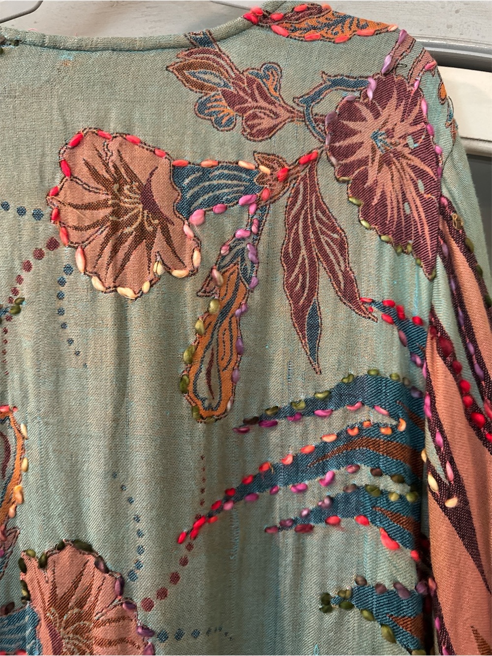 Raj Olive Green and Rust Boho Maxi Kimono - Picture 7 of 7